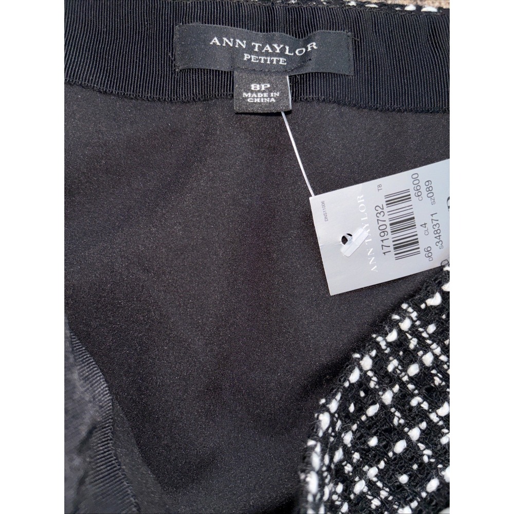 Ann Taylor Skirt Black White Size 8 PETITE 8P Straight & Pencil Tweed Wool Blend - Picture 5 of 6
